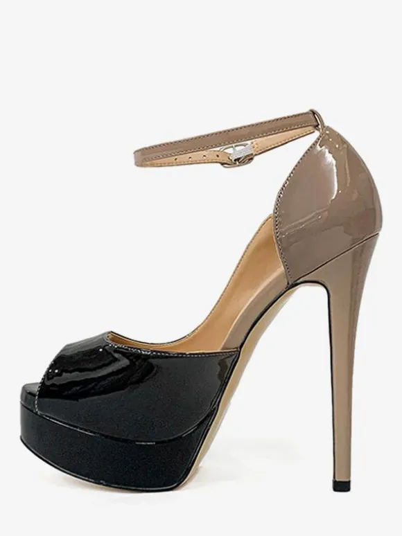 Women's High Heels Platforms Peep Toe Ankle Strap Pumps