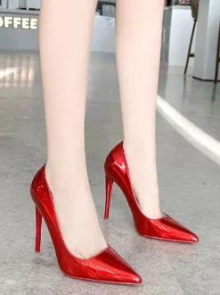 Women's High Heels Plus Size Red Pointed Toe Stiletto Heel Pumps