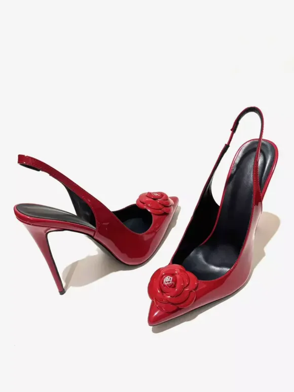 Women's High Heels Pointed Toe Flowers Slingback Pumps