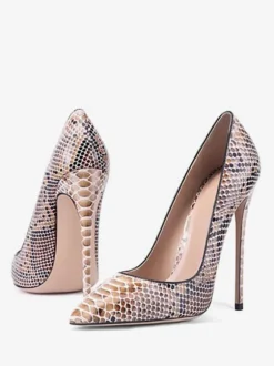 Women's High Heels Pointed Toe Snake Print Stiletto Heel Pumps