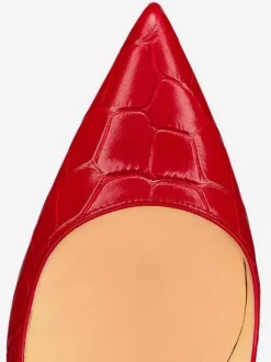 Women's High Heels Red Pointed Toe Stone Pattern Slip On Pumps