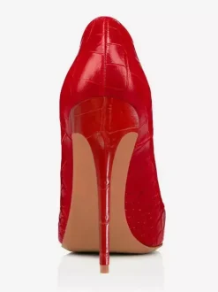 Women's High Heels Red Pointed Toe Stone Pattern Slip On Pumps