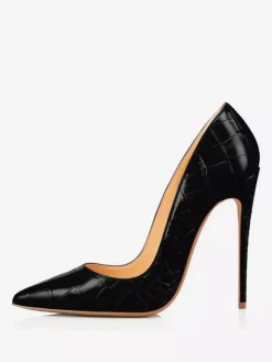 Women's High Heels Red Pointed Toe Stone Pattern Slip On Pumps