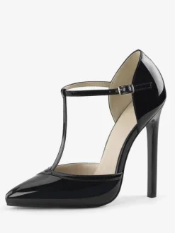 Women's High Heels T Strap Heels Pointed Toe Vintage Stiletto Prom Heel Pumps