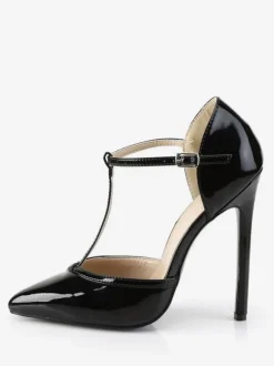 Women's High Heels T Strap Heels Pointed Toe Vintage Stiletto Prom Heel Pumps