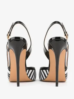 Women's High Heels Zibra Pattern Pointed Toe Slingback Pumps