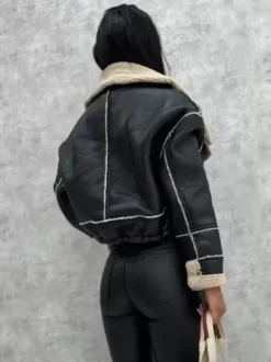 Women's Jackets Turndown Collar Spring Black Punk Outerwear For Women