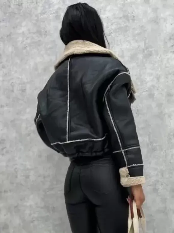 Women's Jackets Turndown Collar Spring Black Punk Outerwear For Women