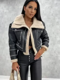 Women's Jackets Turndown Collar Spring Black Punk Outerwear For Women