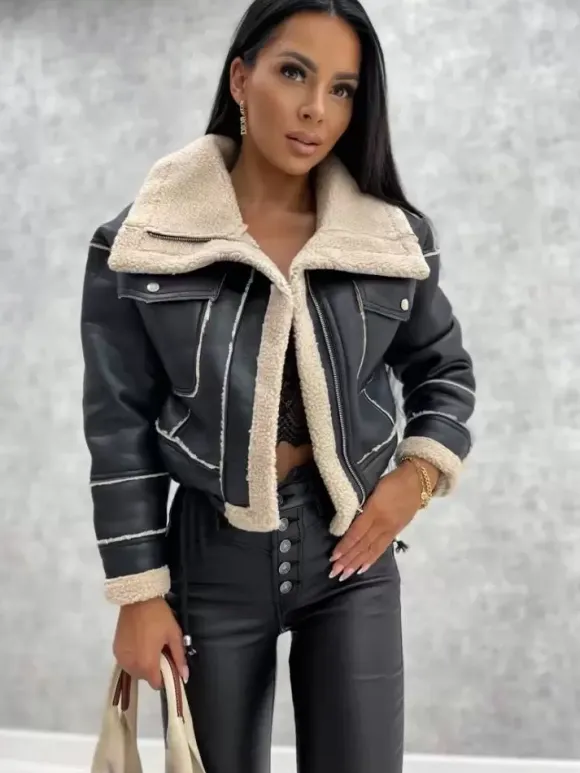 Women's Jackets Turndown Collar Spring Black Punk Outerwear For Women