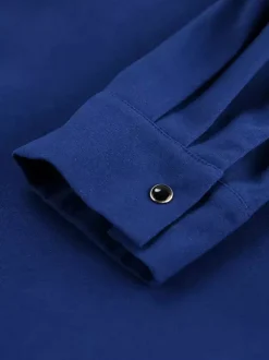 Women's Jackets Turndown Collar Front Button Casual Buttons Blue Jacket For Women