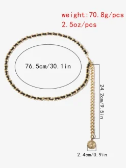 Women's Jewelry Body Chain Gold Metal Adjustable 28-32 Inches Waist Chain