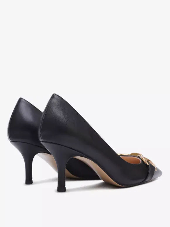 Women's Kitten Heel Dress Shoes Pointed Toe Metal Detail Slip On Pumps