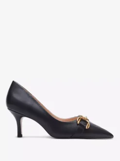 Women's Kitten Heel Dress Shoes Pointed Toe Metal Detail Slip On Pumps
