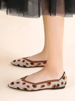 Women's Knitted Ballet Flats Pointed Toe Slip On Flats