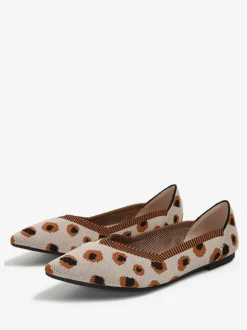 Women's Knitted Ballet Flats Pointed Toe Slip On Flats