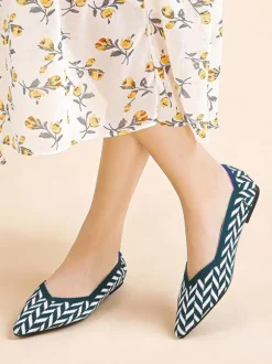 Women's Knitted Ballet Flats Pointed Toe Slip On Flats
