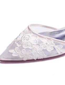 Women's Lace Flower Ankle Strap Wedding Flats