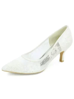 Women's Lace Kitten Heel Bridal Shoes