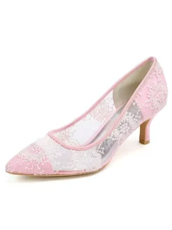 Women's Lace Kitten Heel Bridal Shoes