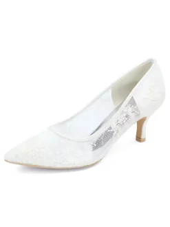 Women's Lace Kitten Heel Bridal Shoes