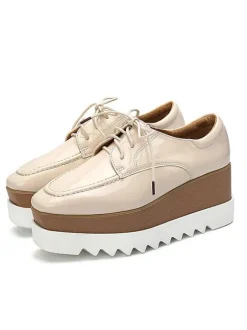 Women's Lace Up Flatform Oxfords in Patent Leather
