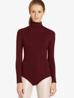 Womens Long Sleeve Turtleneck Dance Ballet Leotard Bodysuit