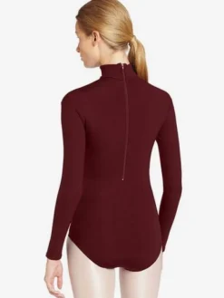 Womens Long Sleeve Turtleneck Dance Ballet Leotard Bodysuit