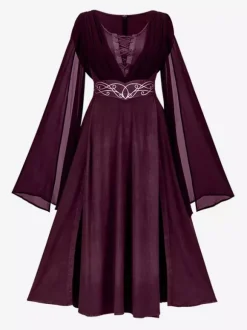 Womens Medieval Dress Retro Gothic Long Ball Gown Dresses Renaissance Cosplay Costume