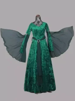 Womens Medieval Renaissance Gown Dress For Women Adjustable Lace Up Irish Retro Gown Long Dress Costumes