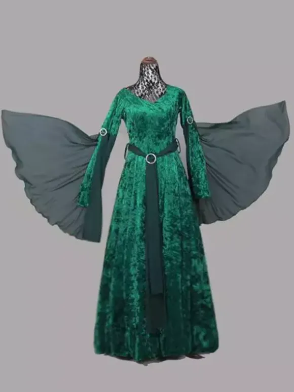 Womens Medieval Renaissance Gown Dress For Women Adjustable Lace Up Irish Retro Gown Long Dress Costumes