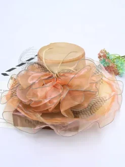 Women's Mesh Elegant Church Hat Silk Flower Sun Hat