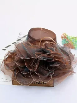 Women's Mesh Elegant Church Hat Silk Flower Sun Hat