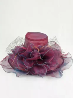 Women's Mesh Elegant Church Hat Silk Flower Sun Hat