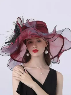 Womens Organza Church Hats Mesh Flower Fascinator Hat