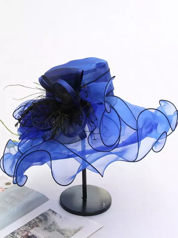Womens Organza Church Hats Mesh Flower Fascinator Hat