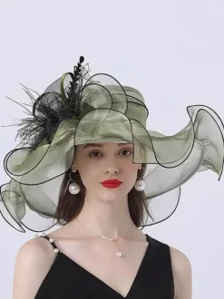 Womens Organza Church Hats Mesh Flower Fascinator Hat