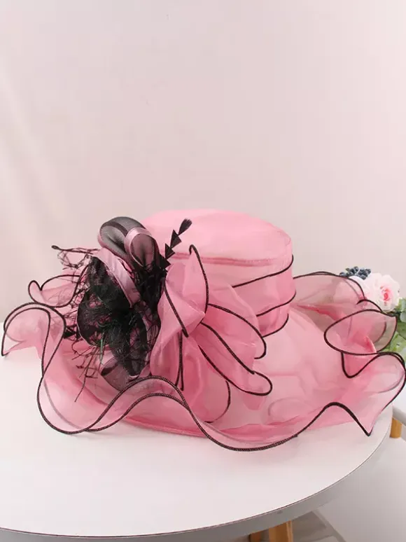 Womens Organza Church Hats Mesh Flower Fascinator Hat
