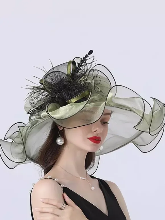 Womens Organza Church Hats Mesh Flower Fascinator Hat