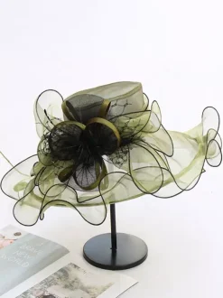Womens Organza Church Hats Mesh Flower Fascinator Hat