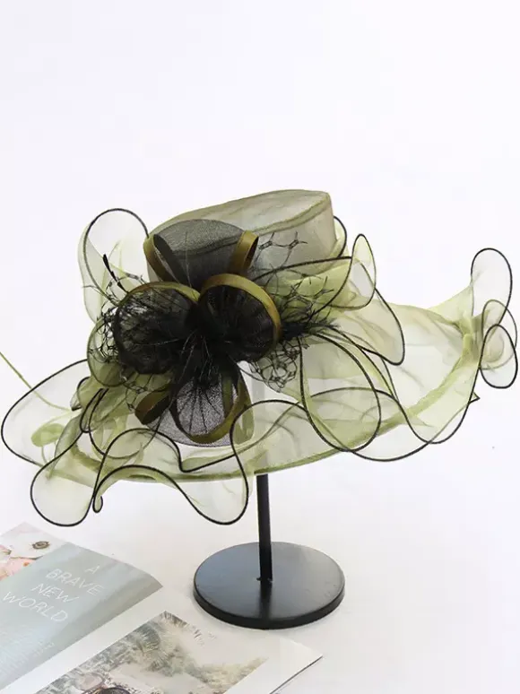 Womens Organza Church Hats Mesh Flower Fascinator Hat