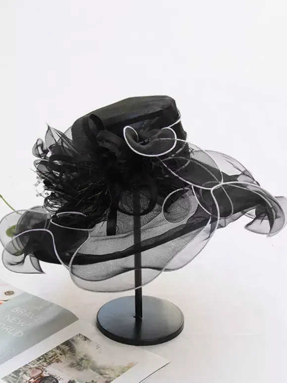 Womens Organza Church Hats Mesh Flower Fascinator Hat