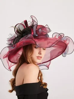 Womens Organza Church Hats Mesh Flower Fascinator Hat