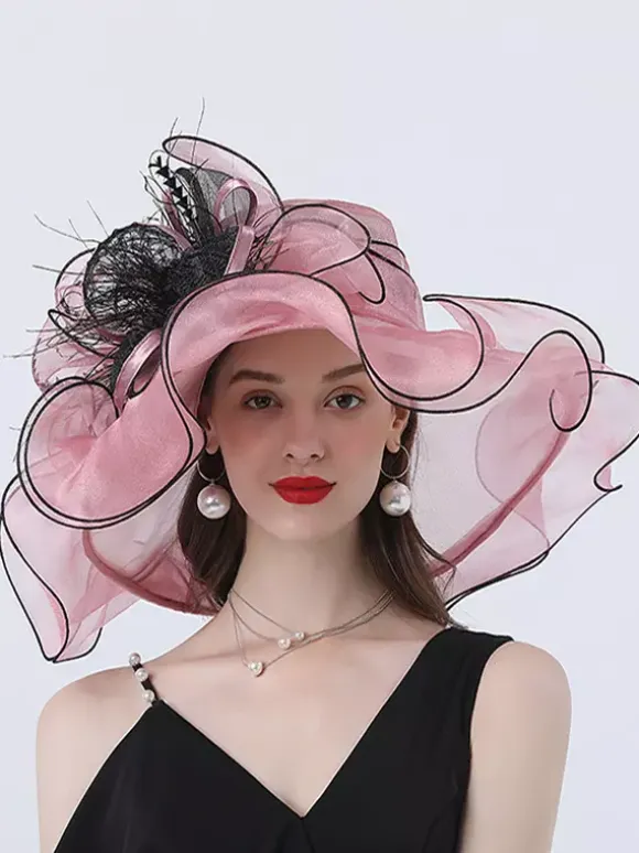Womens Organza Church Hats Mesh Flower Fascinator Hat