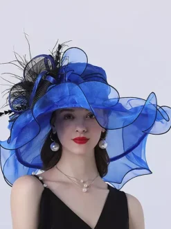 Womens Organza Church Hats Mesh Flower Fascinator Hat