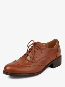 Women's Oxfords Patchwork Round Toe Puppy Heel Lace Up Vintage Shoes