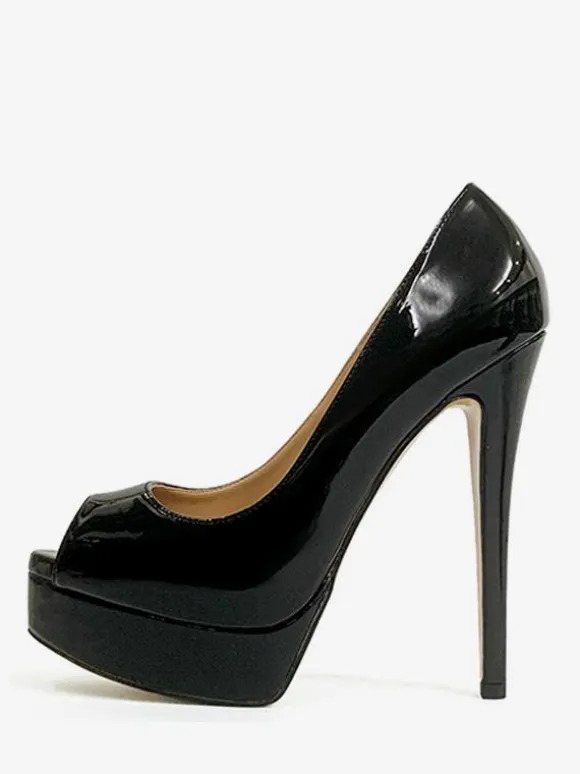 Women's Peep Toe Heels Platform Slip-On Sexy Pumps