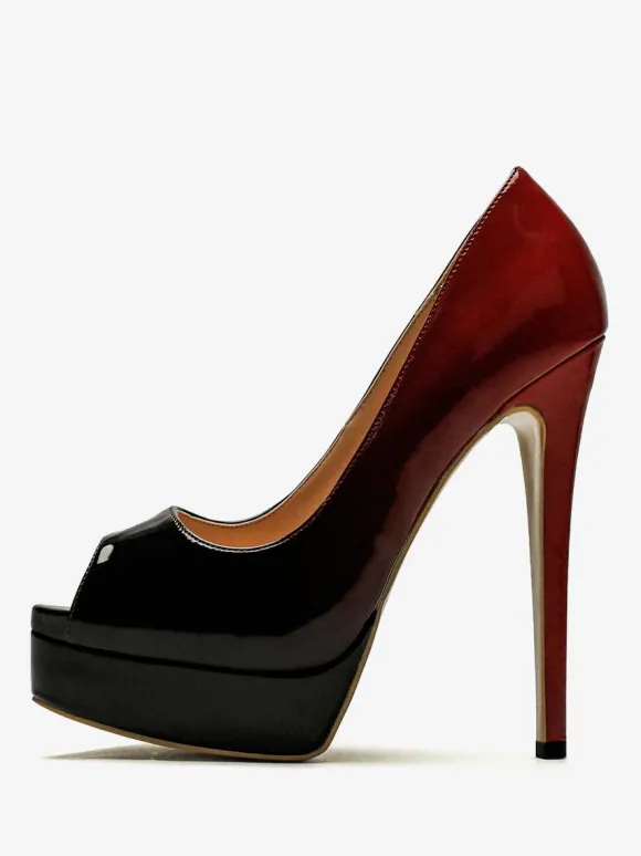Women's Peep Toe Heels Platform Slip-On Sexy Pumps