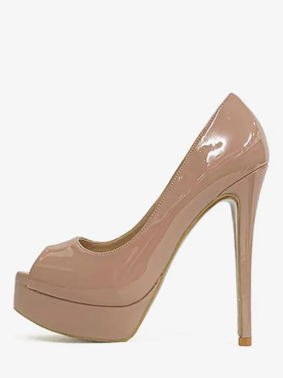 Women's Peep Toe Heels Platform Slip-On Sexy Pumps