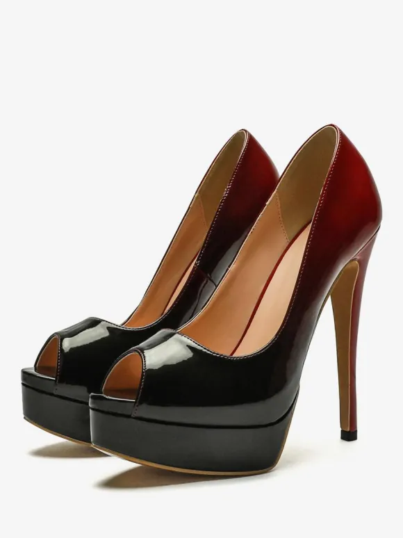 Women's Peep Toe Heels Platform Slip-On Sexy Pumps